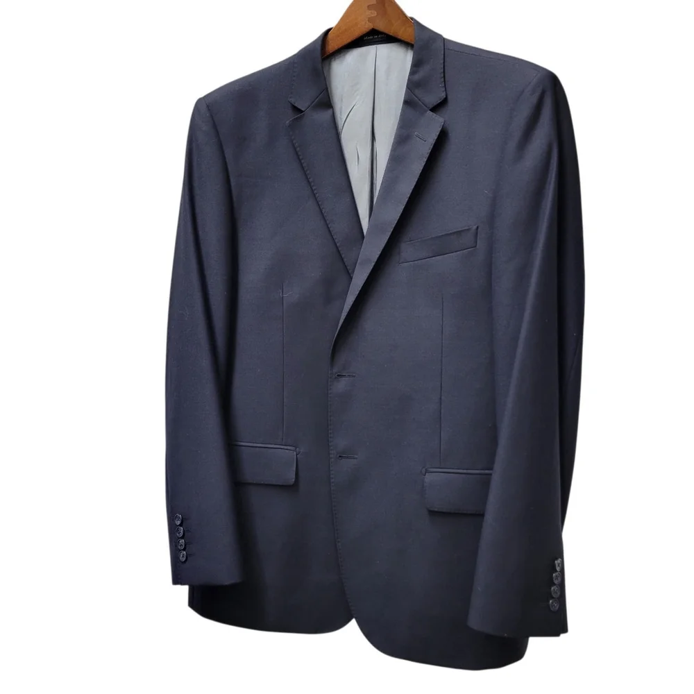 GARIANI Dallas Menswear Custom Side-Vent 2-Button Navy Blazer 44R Super 150 Wool